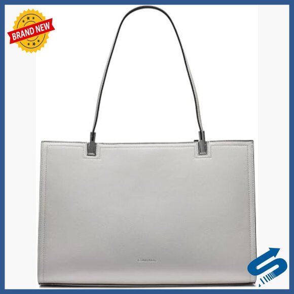 Vegan Leather Triple Compartment Tote with Adjustable Strap